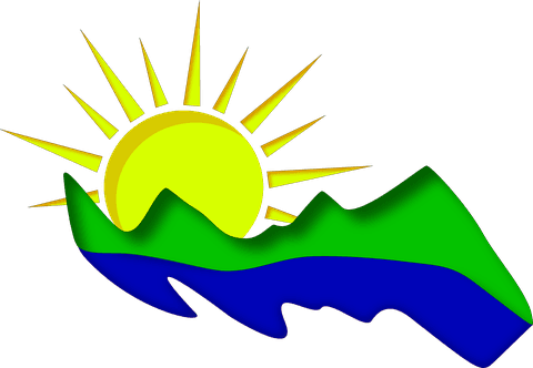 Good Morning Steam Cleaning logo — sunrise over green hills and a blue river